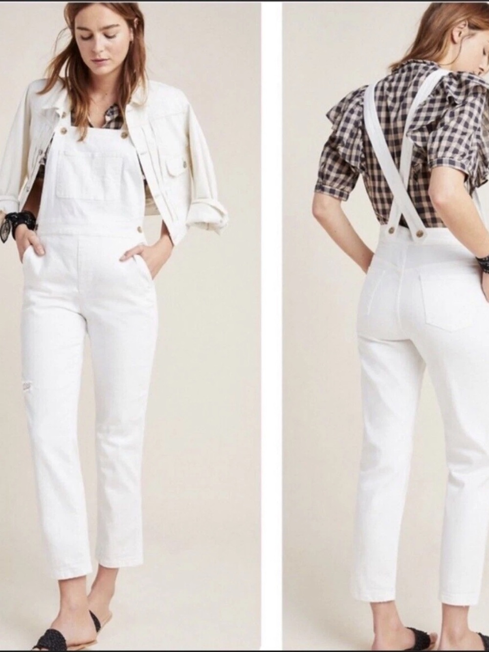 Pilcro White Denim Overalls